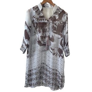 Unze London Semi Sheer CC Print Beach/ Swimsuit Cover/ medium